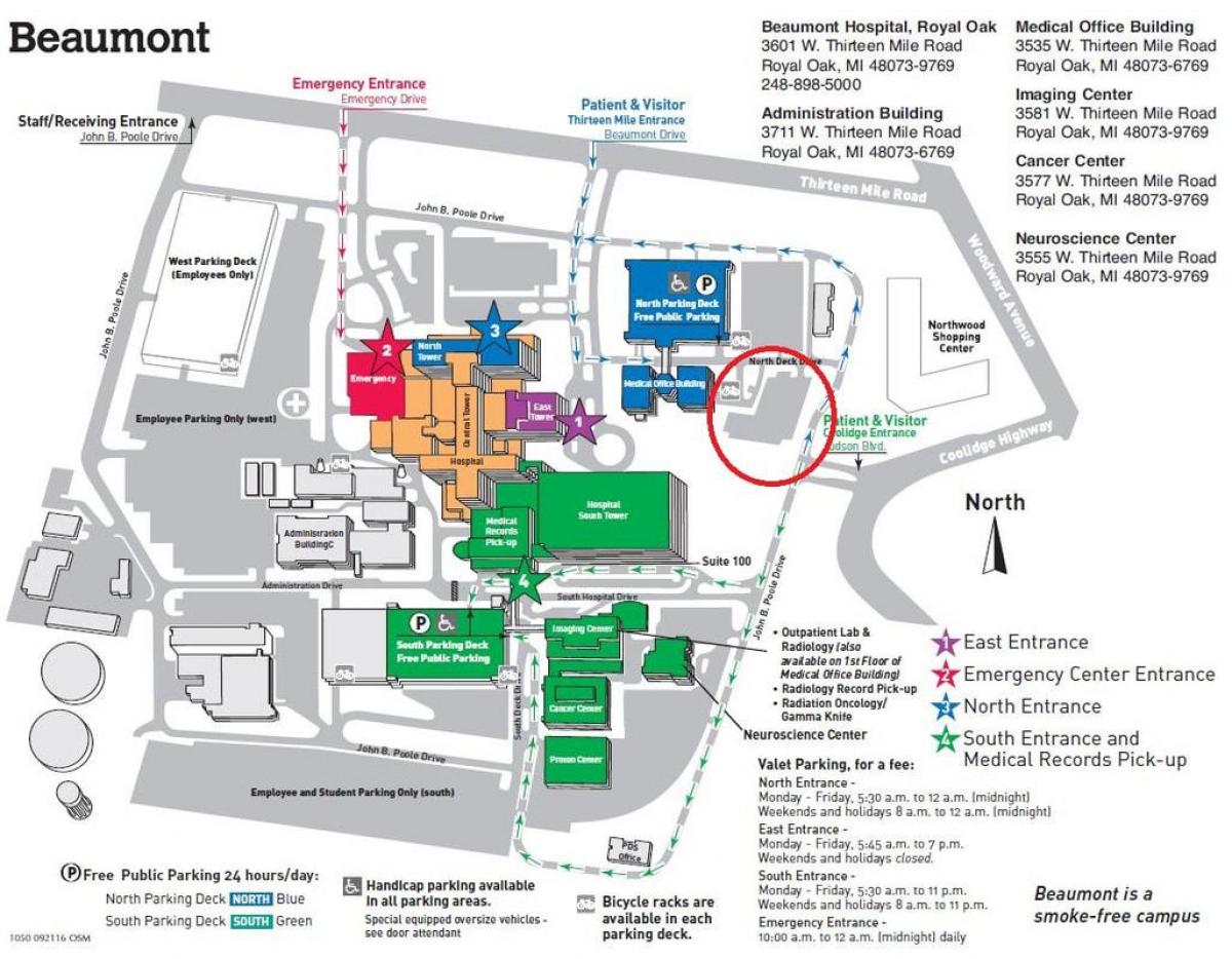 bản đồ của bệnh viện Beaumont