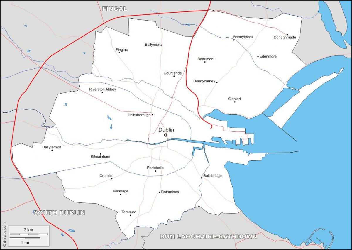 bản đồ của Dublin khu phố