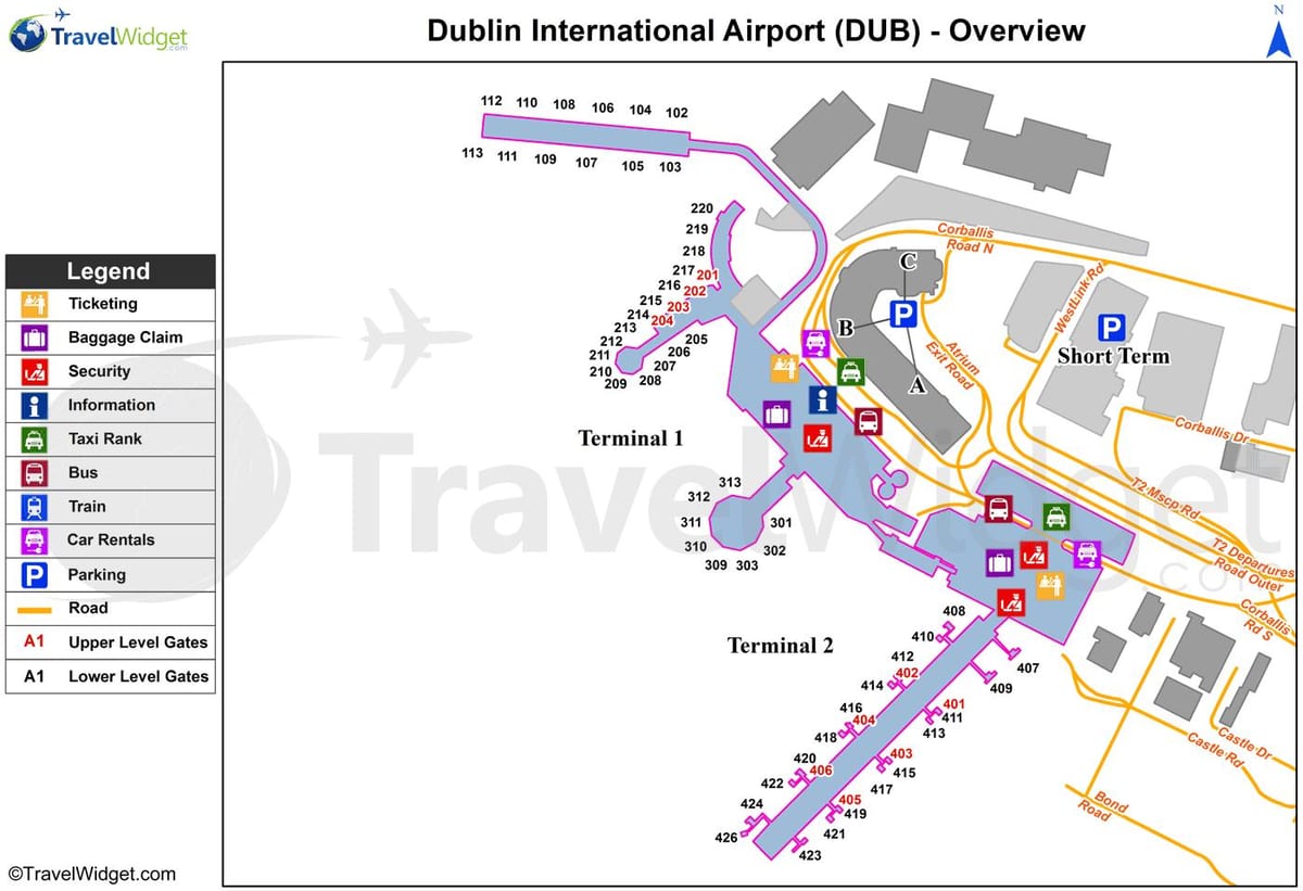bản đồ của sân bay Dublin