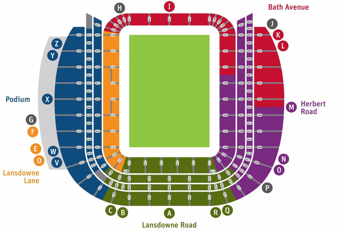 Sân vận động Aviva bản đồ chỗ ngồi