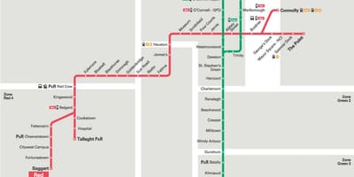Bản đồ của nhà ga đường màu xanh